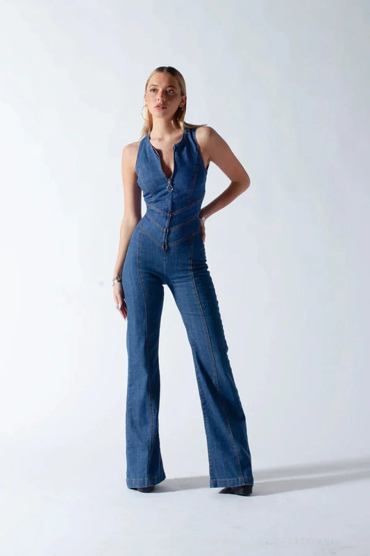 Quinn™ | Retro Denim Jumpsuit