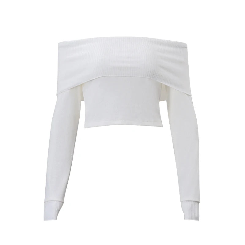 WhereMery™ | Elegant Slash-neck Crop Top för Höststilen