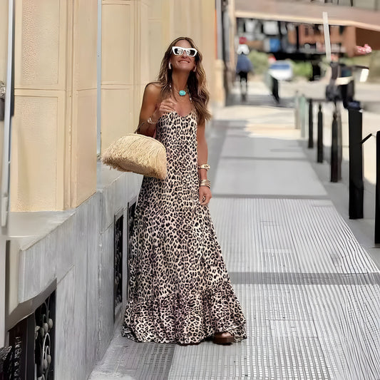 Savannah™ | Förförisk Leopard Maxi Klänning